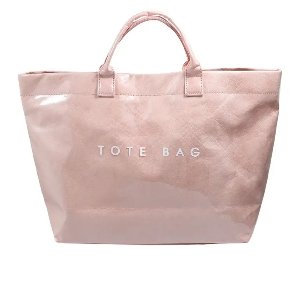 Blush Pink Glossy Tote Bag with Structured Design brand new - Picture 3 of 4